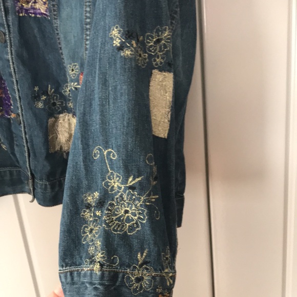 Chico’s Denim Jean Jacket Boho Unique Size 3 (XL/16) - Picture 4 of 8